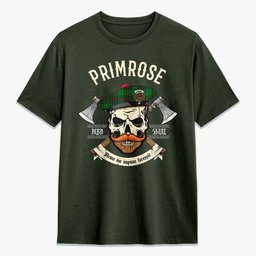 ScotsTee Shop Scottish Primrose Crest Tartan T-shirt Alba Skull Style