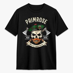 ScotsTee Shop Scottish Primrose Crest Tartan T-shirt Alba Skull Style
