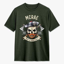 ScotsTee Shop Scottish McRae Dress Modern Crest Tartan T-shirt Alba Skull Style