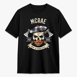 ScotsTee Shop Scottish McRae Dress Modern Crest Tartan T-shirt Alba Skull Style