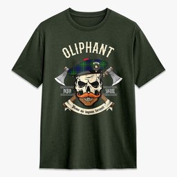 ScotsTee Shop Scottish Oliphant Modern Crest Tartan T-shirt Alba Skull Style