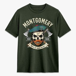 ScotsTee Shop Scottish Montgomery Ancient Crest Tartan T-shirt Alba Skull Style