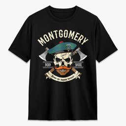 ScotsTee Shop Scottish Montgomery Ancient Crest Tartan T-shirt Alba Skull Style