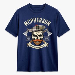ScotsTee Shop Scottish McPherson Dress Ancient Crest Tartan T-shirt Alba Skull Style