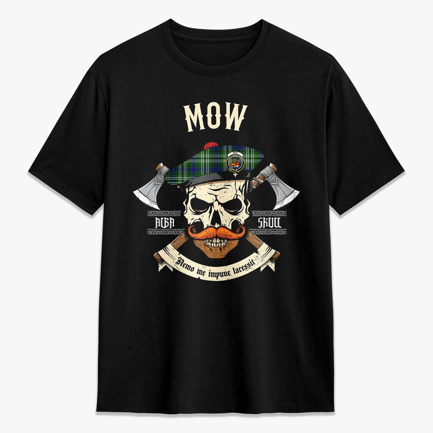 ScotsTee Shop Scottish Mow Crest Tartan T-shirt Alba Skull Style