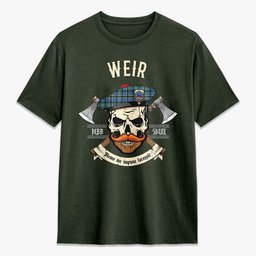 ScotsTee Shop Scottish Weir Ancient Crest Tartan T-shirt Alba Skull Style