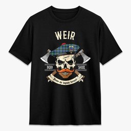 ScotsTee Shop Scottish Weir Ancient Crest Tartan T-shirt Alba Skull Style