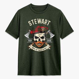 ScotsTee Shop Scottish Stewart of Appin Modern Crest Tartan T-shirt Alba Skull Style