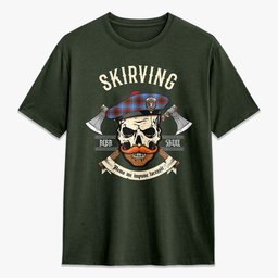 ScotsTee Shop Scottish Skirving Crest Tartan T-shirt Alba Skull Style