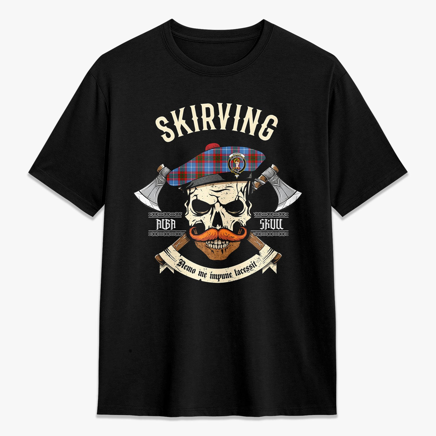 ScotsTee Shop Scottish Skirving Crest Tartan T-shirt Alba Skull Style