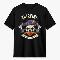ScotsTee Shop Scottish Skirving Crest Tartan T-shirt Alba Skull Style