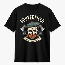 ScotsTee Shop Scottish Porterfield Crest Tartan T-shirt Alba Skull Style