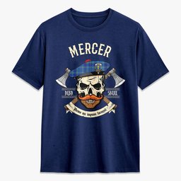 ScotsTee Shop Scottish Mercer Modern Crest Tartan T-shirt Alba Skull Style