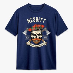 ScotsTee Shop Scottish Nesbitt Ancient Crest Tartan T-shirt Alba Skull Style