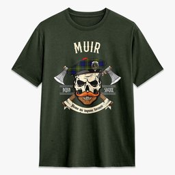 ScotsTee Shop Scottish Muir Crest Tartan T-shirt Alba Skull Style