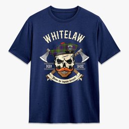 ScotsTee Shop Scottish Whitelaw Crest Tartan T-shirt Alba Skull Style