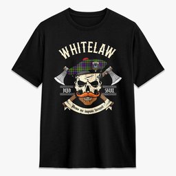 ScotsTee Shop Scottish Whitelaw Crest Tartan T-shirt Alba Skull Style