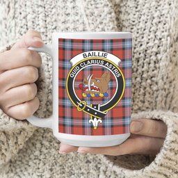 ScosTee Shop Scottish Baillie of Polkemmet Red Ancient Crest Tartan Ceramic Mug