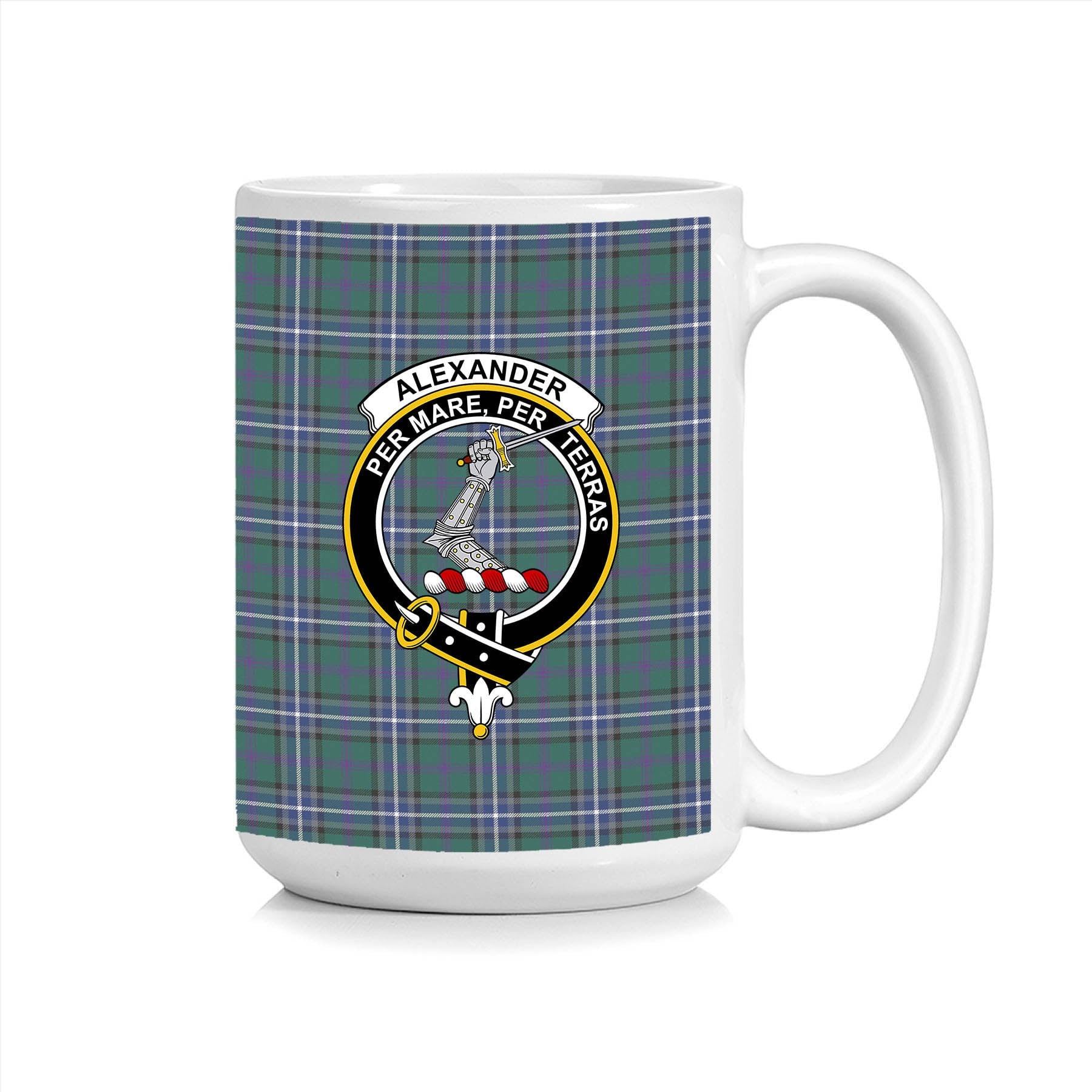 ScosTee Shop Scottish Alexander of Menstry Hunting Modern Crest Tartan Ceramic Mug