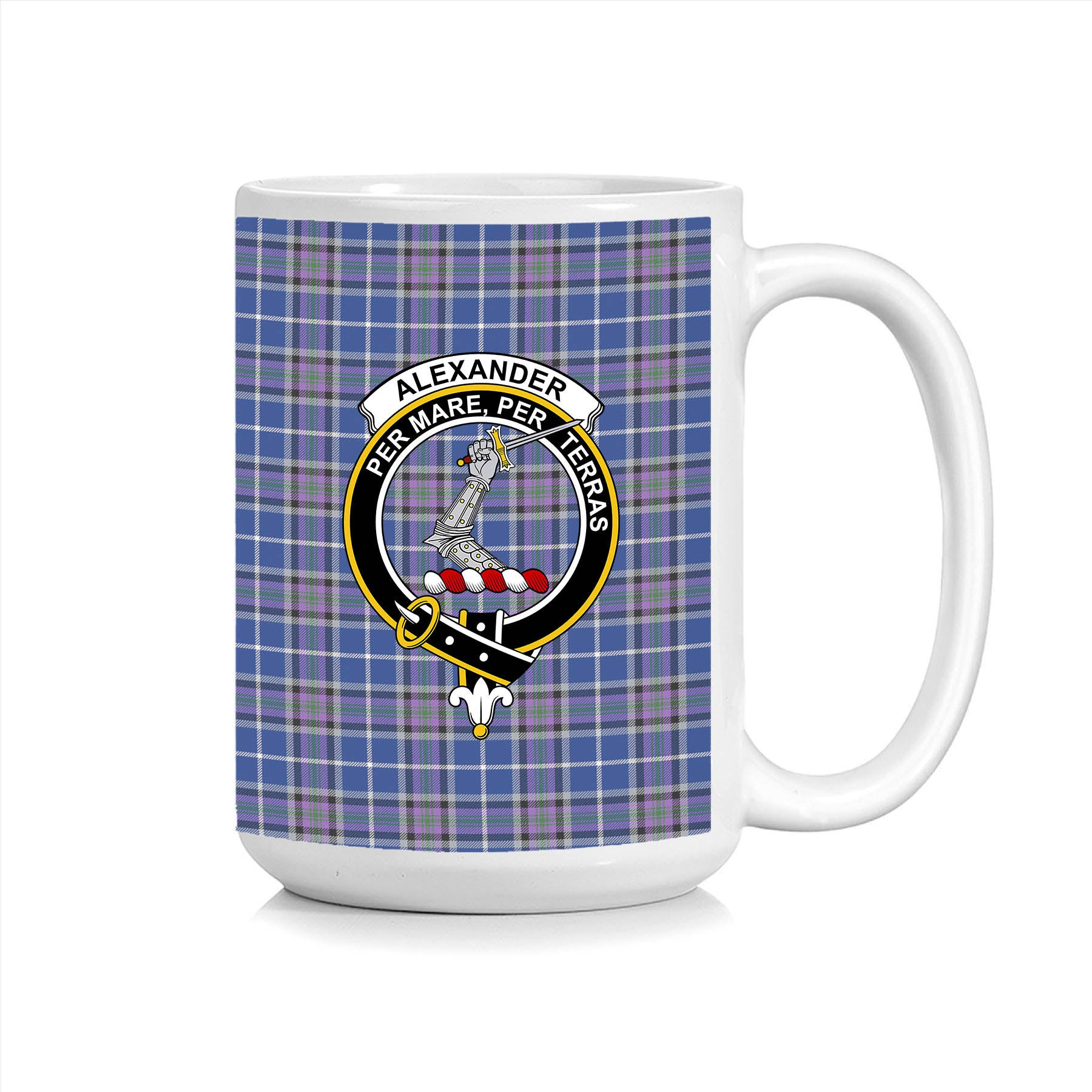 ScosTee Shop Scottish Alexander of Menstry Ancient Crest Tartan Ceramic Mug