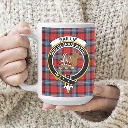 ScosTee Shop Scottish Baillie of Polkemmet Red Modern Crest Tartan Ceramic Mug
