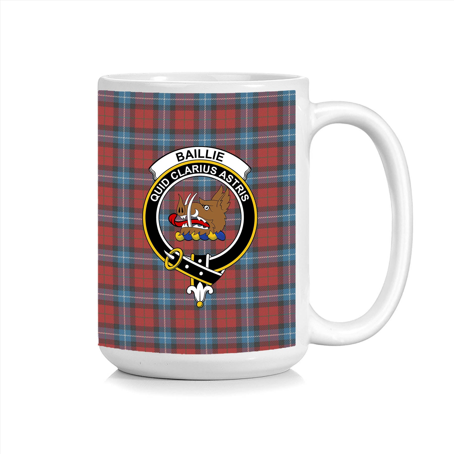 ScosTee Shop Scottish Baillie of Polkemmet Red Crest Tartan Ceramic Mug