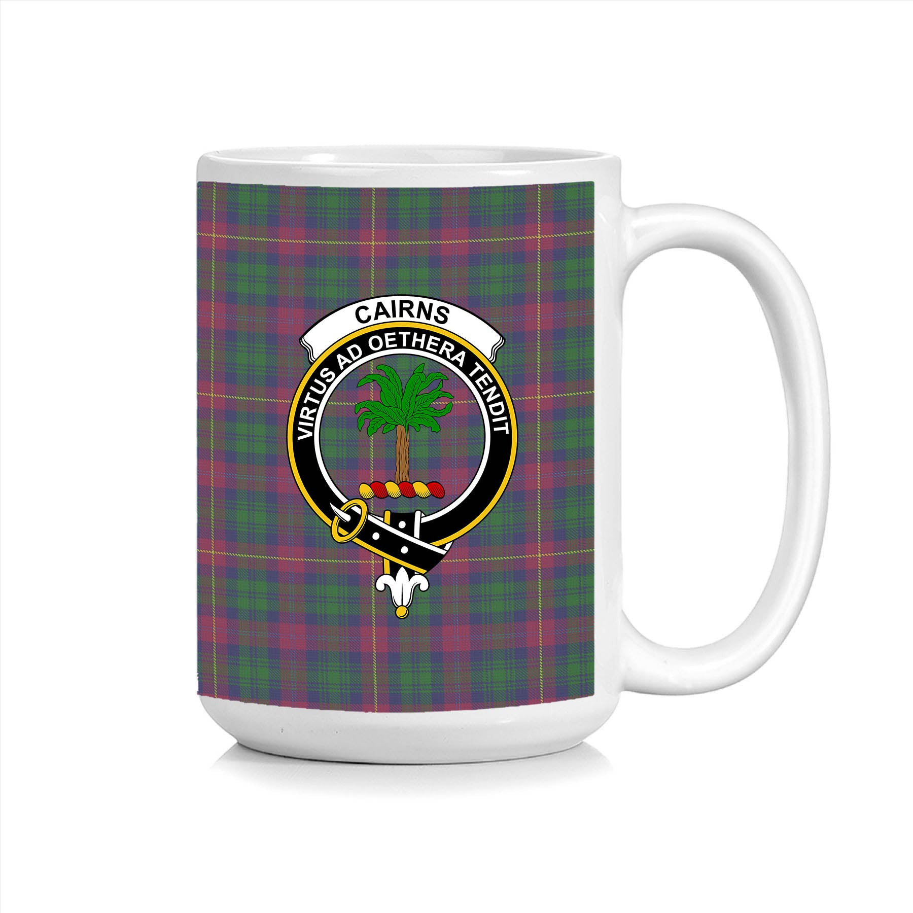 ScosTee Shop Scottish Cairns of Finavon Crest Tartan Ceramic Mug