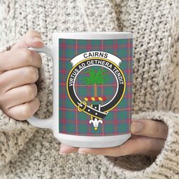 ScosTee Shop Scottish Cairns of Finavon Ancient Crest Tartan Ceramic Mug