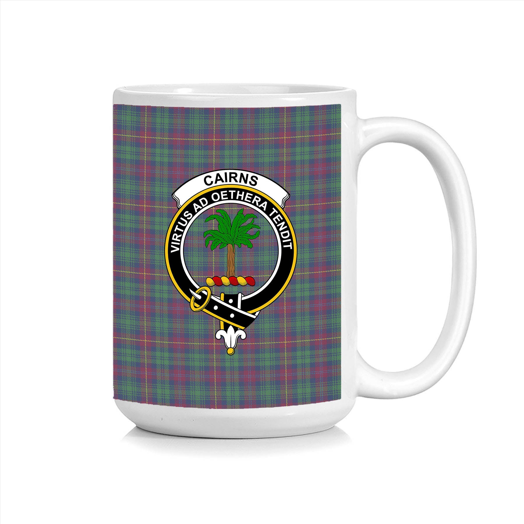 ScosTee Shop Scottish Cairns of Finavon Modern Crest Tartan Ceramic Mug