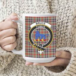 ScosTee Shop Scottish Bruce of Kinnaird Ancient Crest Tartan Ceramic Mug