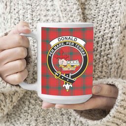 ScosTee Shop Scottish Donald of the Isles Red Modern Crest Tartan Ceramic Mug