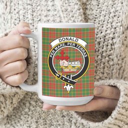 ScosTee Shop Scottish Donald of Kingsburgh Ancient Crest Tartan Ceramic Mug