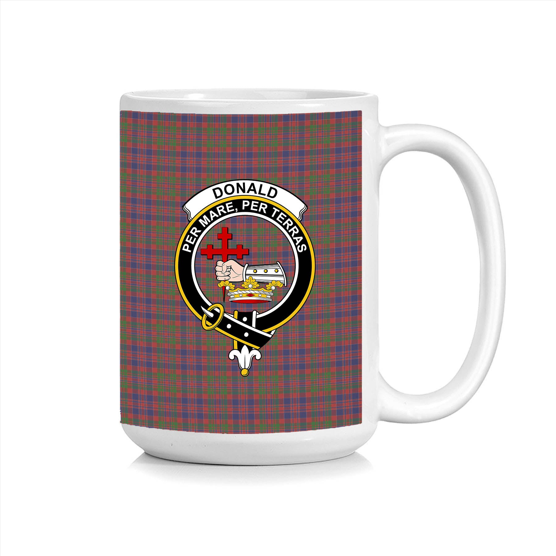 ScosTee Shop Scottish Donald of Boisdale Crest Tartan Ceramic Mug