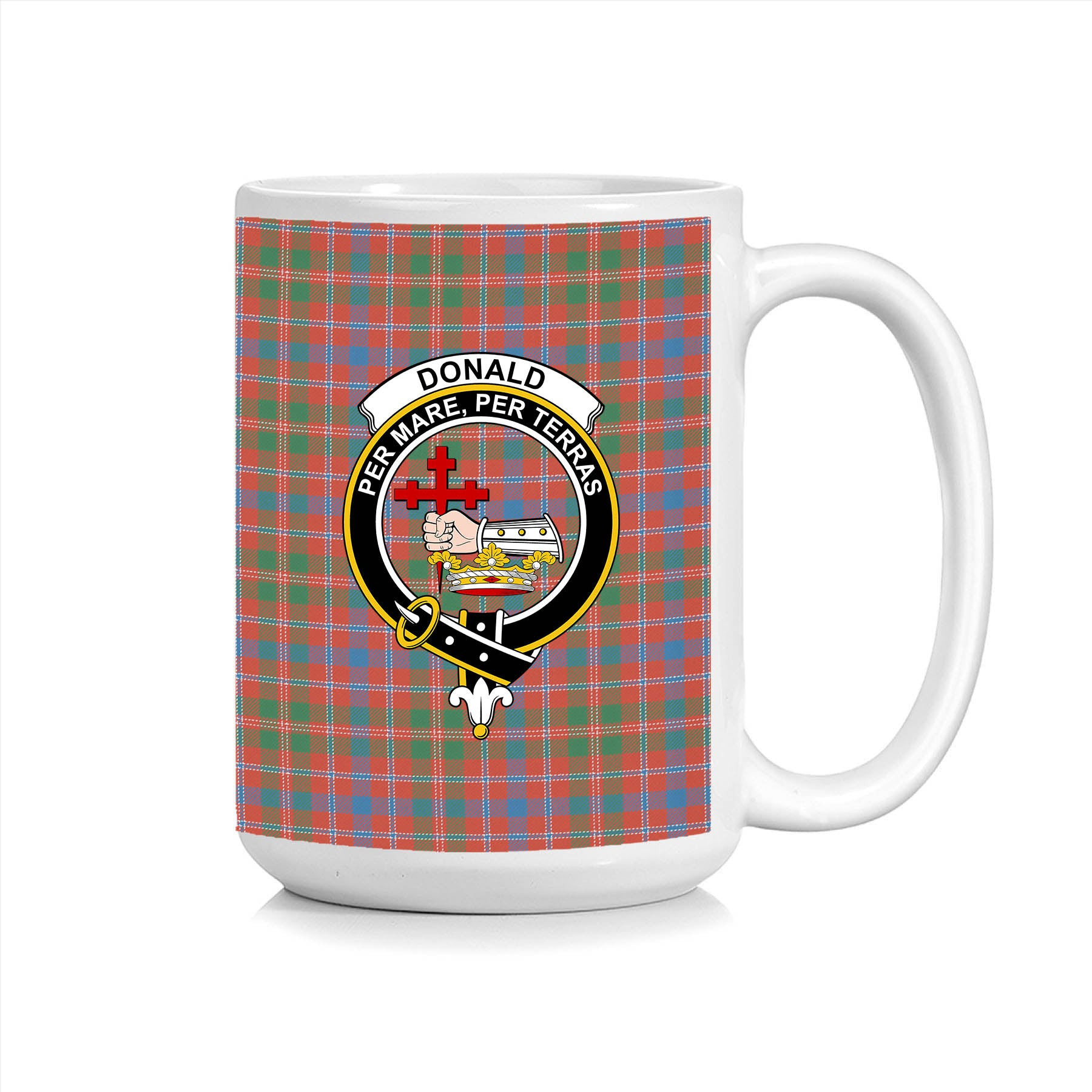 ScosTee Shop Scottish Donald of Glenaladale Ancient Crest Tartan Ceramic Mug