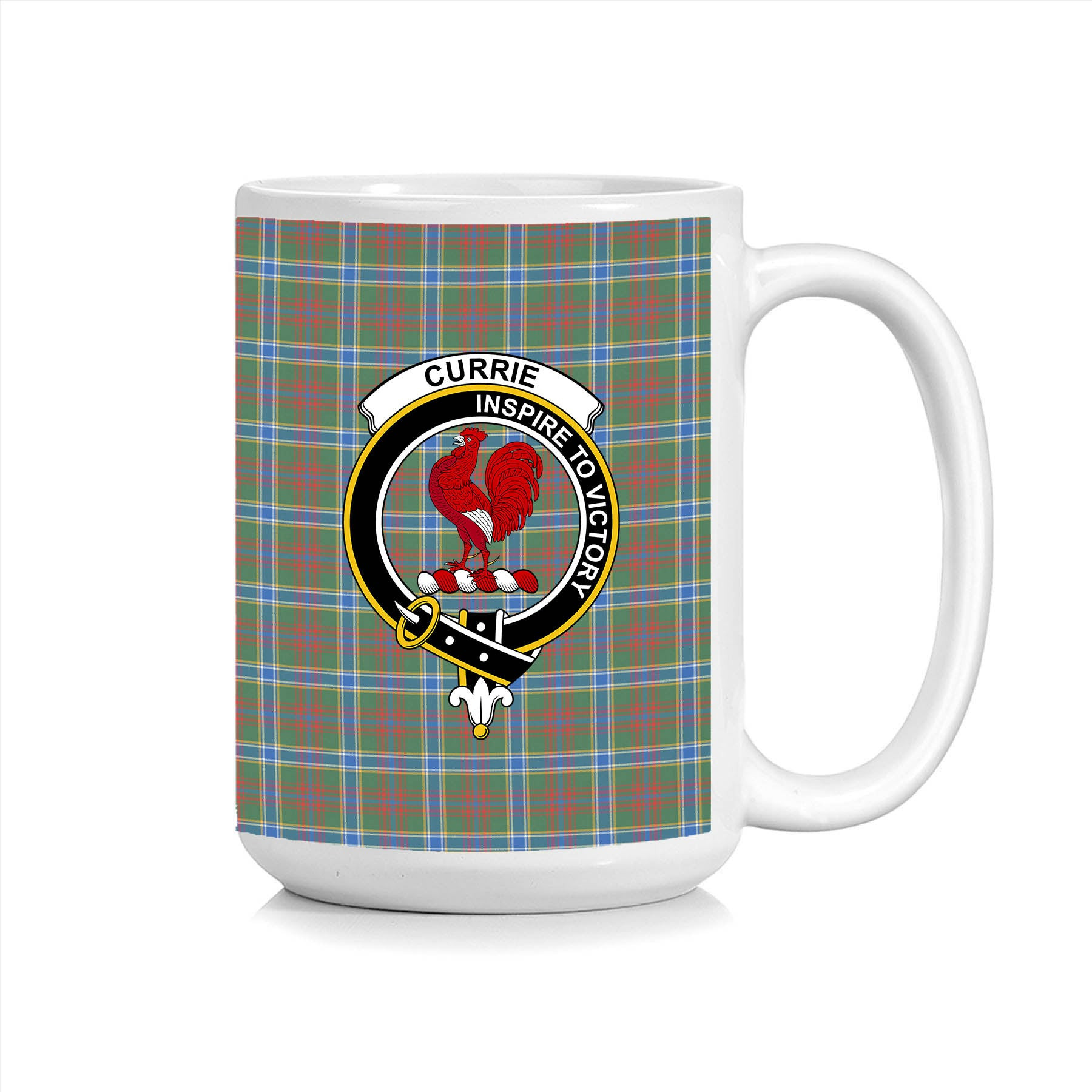 ScosTee Shop Scottish Currie of Arran Modern Clan Crest Tartan Ceramic Mug