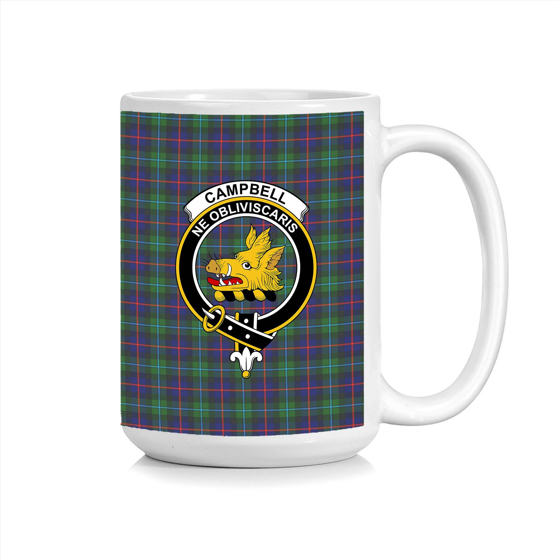 ScosTee Shop Scottish Campbel of Cawdor Modern Crest Tartan Ceramic Mug