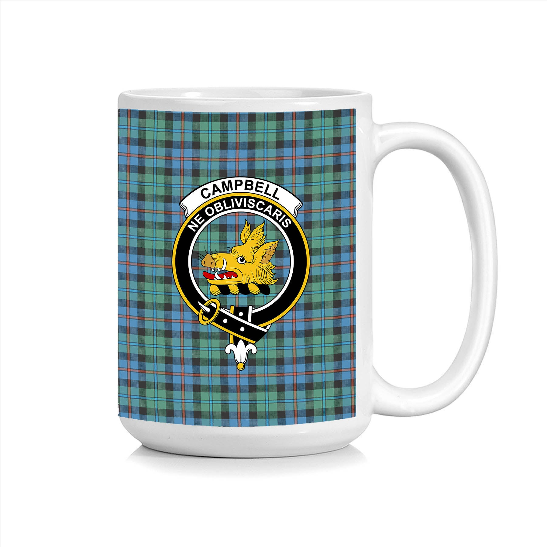 ScosTee Shop Scottish Campbel of Cawdor Ancient Crest Tartan Ceramic Mug