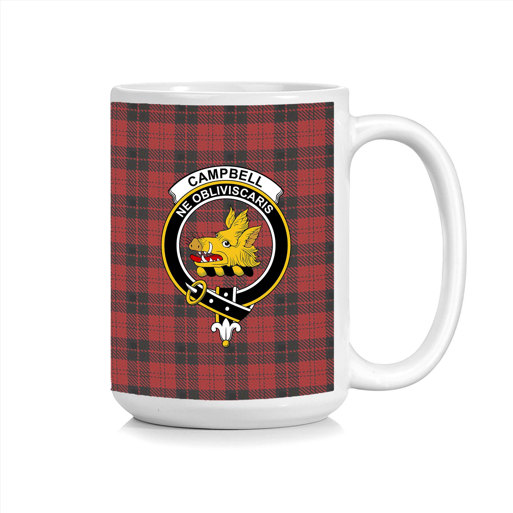 ScosTee Shop Scottish Campbell of Armaddie Crest Tartan Ceramic Mug