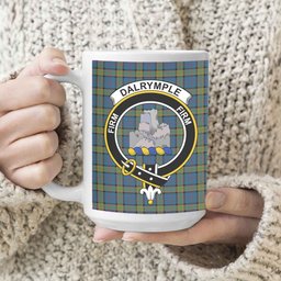 ScosTee Shop Scottish Dalrymple M of Oxenfoord Crest Tartan Ceramic Mug
