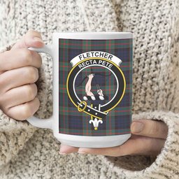 ScosTee Shop Scottish Fletcher of Dunans Modern Crest Tartan Ceramic Mug