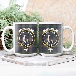 ScosTee Shop Scottish Fletcher of Dunans Modern Crest Tartan Ceramic Mug