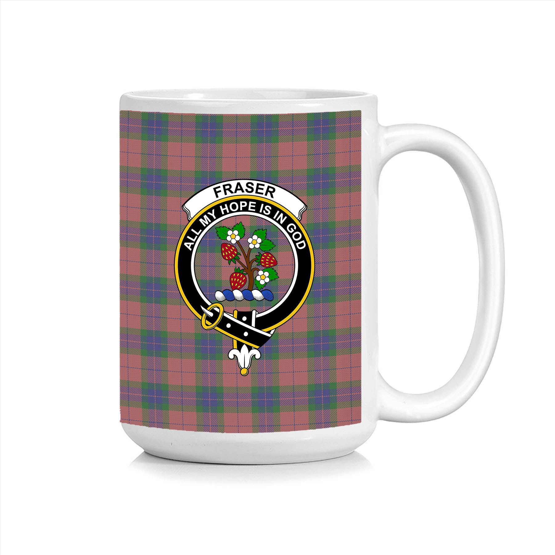 ScosTee Shop Scottish Fraser of Boblainy Hugh Crest Tartan Ceramic Mug