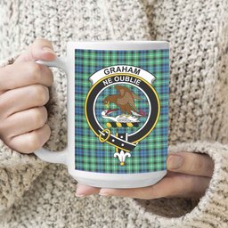 ScosTee Shop Scottish Graham of Montrose Ancient Crest Tartan Ceramic Mug