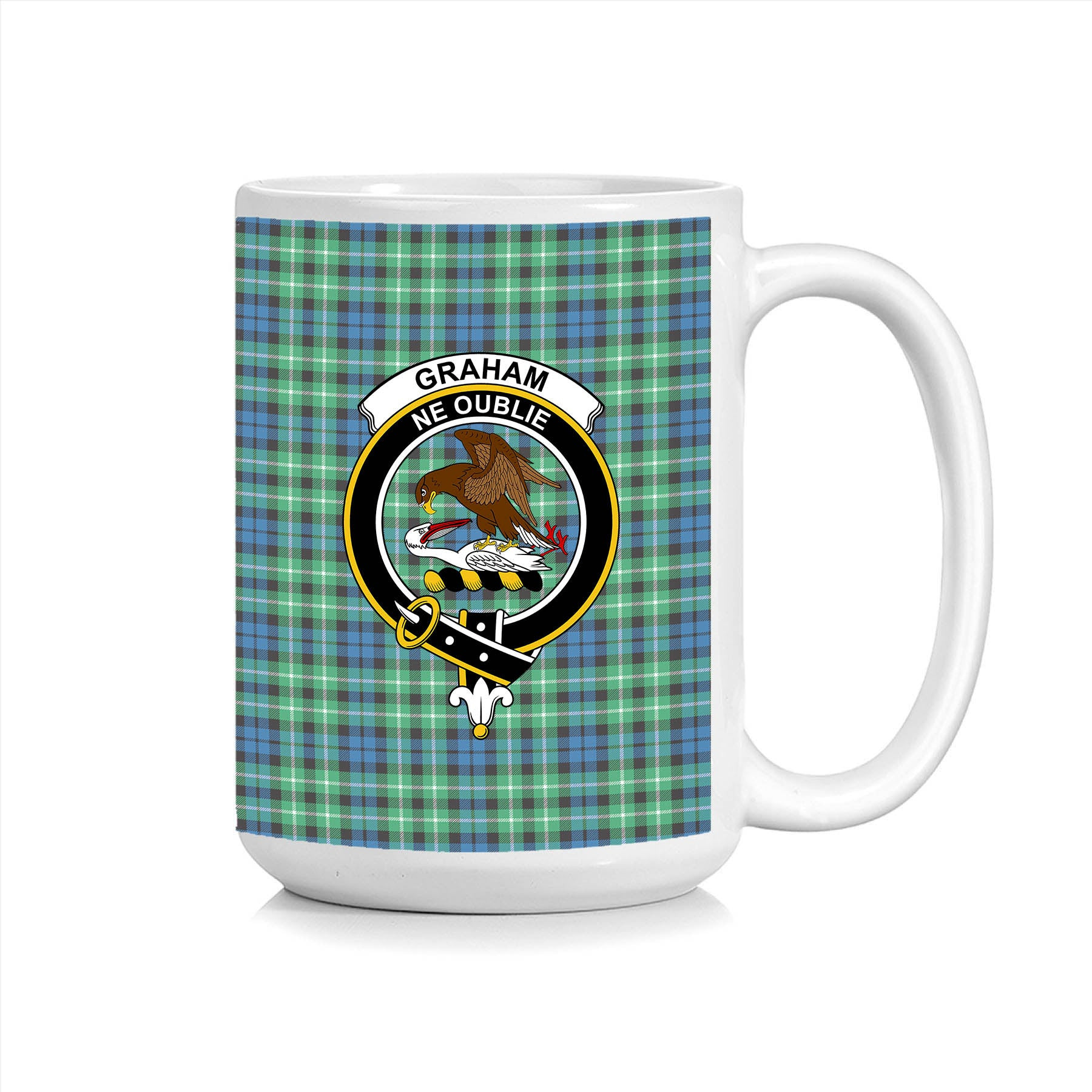 ScosTee Shop Scottish Graham of Montrose Ancient Crest Tartan Ceramic Mug