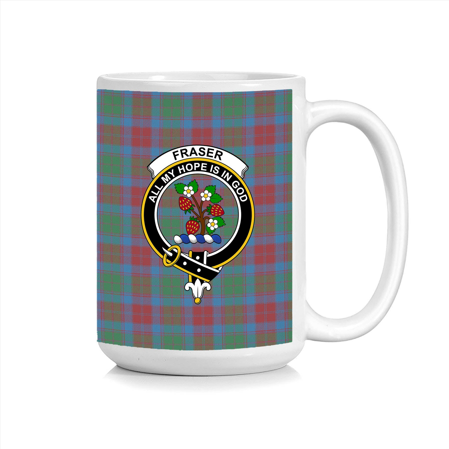ScosTee Shop Scottish Fraser of Altyre Ancient Crest Tartan Ceramic Mug
