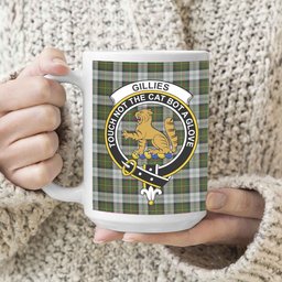 ScosTee Shop Scottish Gillies Dress Green Crest Tartan Ceramic Mug