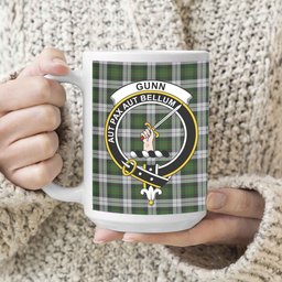 ScosTee Shop Scottish Gunn Mrs Jane of Kirkhill House Wick Crest Tartan Ceramic Mug