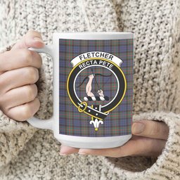 ScosTee Shop Scottish Fletcher of Dunans SC Crest Tartan Ceramic Mug