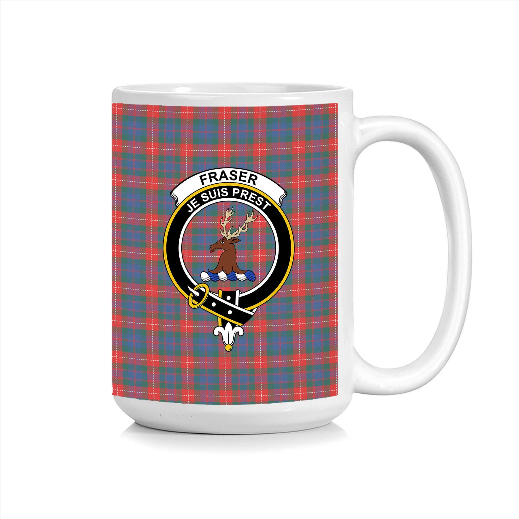 ScosTee Shop Scottish Fraser of Lovat Modern Crest Tartan Ceramic Mug