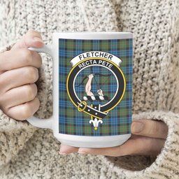 ScosTee Shop Scottish Fletcher of Dunans Ancient Crest Tartan Ceramic Mug